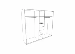 Draaideurkast|Draaideurkast|Kleerkast Diver 225cm - decor - wit & grafiet