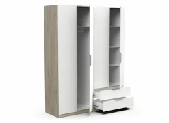 Kleerkast Ghost 157cm - decor - kronberg eik & wit- Draaideurkast|Kleerkast