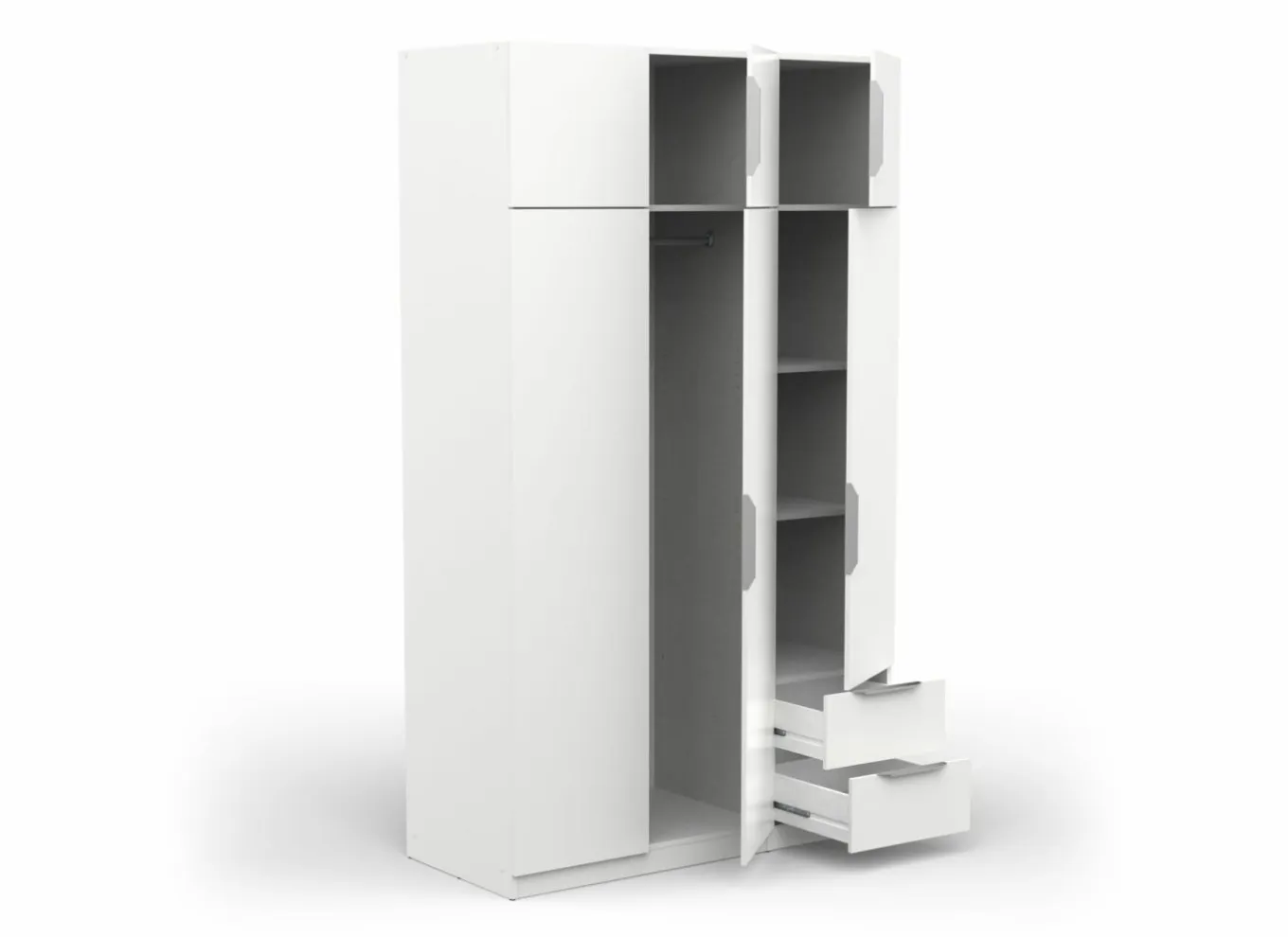 Draaideurkast|Kleerkast|Kleerkast Ghost 119cm - decor - wit