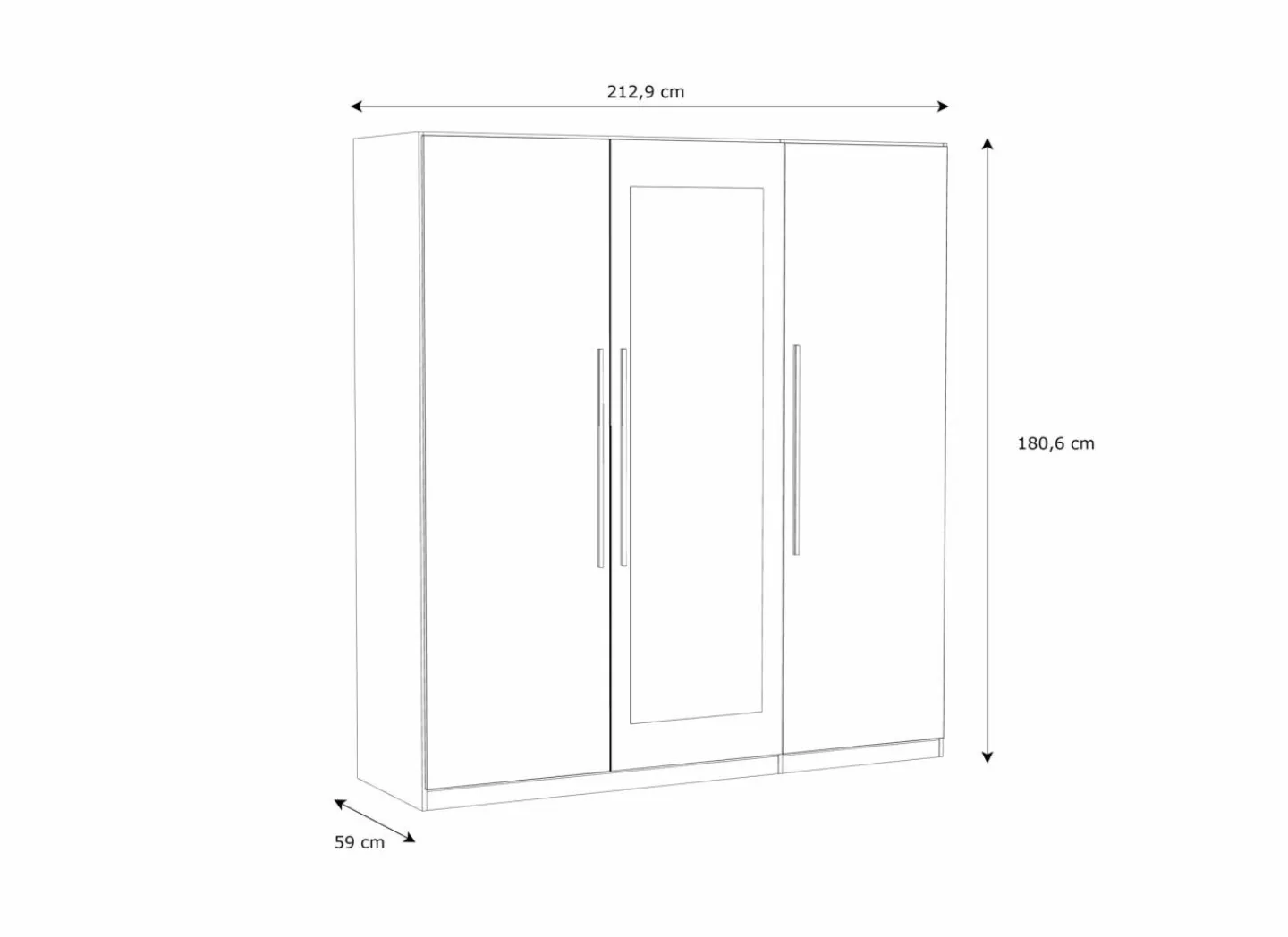 Kleerkast Helen 181cm - decor - wit- Draaideurkast|Draaideurkast