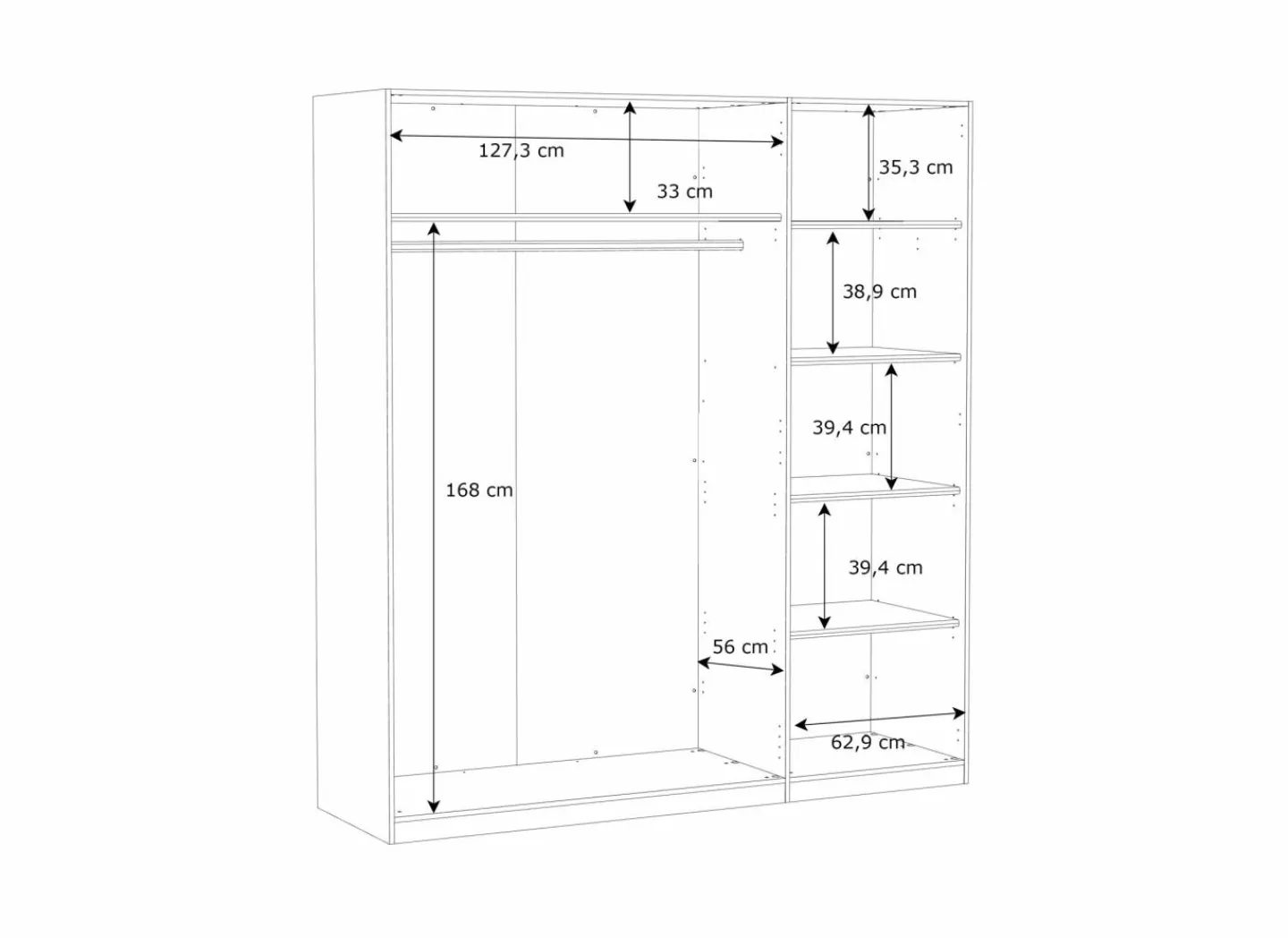 Kleerkast Helen 181cm - decor - wit- Draaideurkast|Draaideurkast