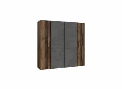 Draaideurkast|Schuifdeurkast|Kleerkast Kalixtus 200cm - decor - old wood & donkergrijs