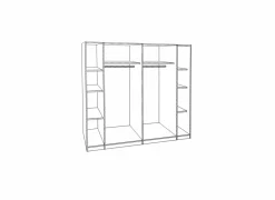 Draaideurkast|Schuifdeurkast|Kleerkast Kalixtus 200cm - decor - old wood & donkergrijs