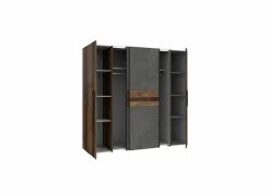 Draaideurkast|Schuifdeurkast|Kleerkast Kalixtus 200cm - decor - old wood & donkergrijs