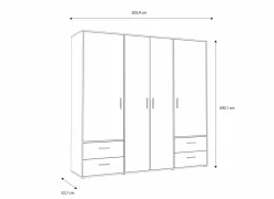 Draaideurkast|Draaideurkast|Kleerkast Mokkaro 206cm - decor - zwart & kastanje eik