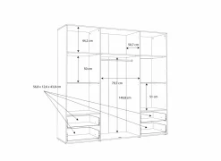 Draaideurkast|Draaideurkast|Kleerkast Mokkaro 206cm - decor - zwart & kastanje eik