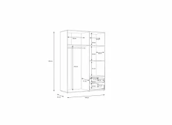 Draaideurkast|Draaideurkast|Kleerkast Mokkaro 145cm - decor - wit