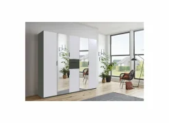 Kleerkast Moldau 225cm - decor - wit & grafiet- Draaideurkast|Draaideurkast