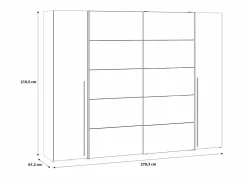 Kleerkast Narago 270cm - decor - wit- Draaideurkast|Schuifdeurkast