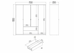 Kleerkast Next 197x58x202cm - decor - wit & jackson hickory- Draaideurkast|Draaideurkast