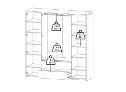 Kleerkast Next 197x58x202cm - decor - wit & jackson hickory- Draaideurkast|Draaideurkast