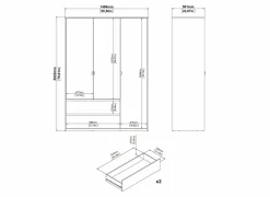 Kleerkast Next 149x58xH202cm - decor - wit & jackson hickory- Draaideurkast|Draaideurkast