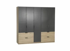 Draaideurkast|Draaideurkast|Kleerkast Quadraspin 226cm - decor - artisanale eik/ metallic grijs