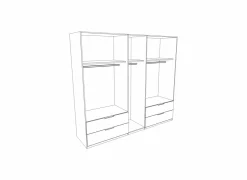 Draaideurkast|Draaideurkast|Kleerkast Quadraspin 226cm - decor - artisanale eik/ metallic grijs