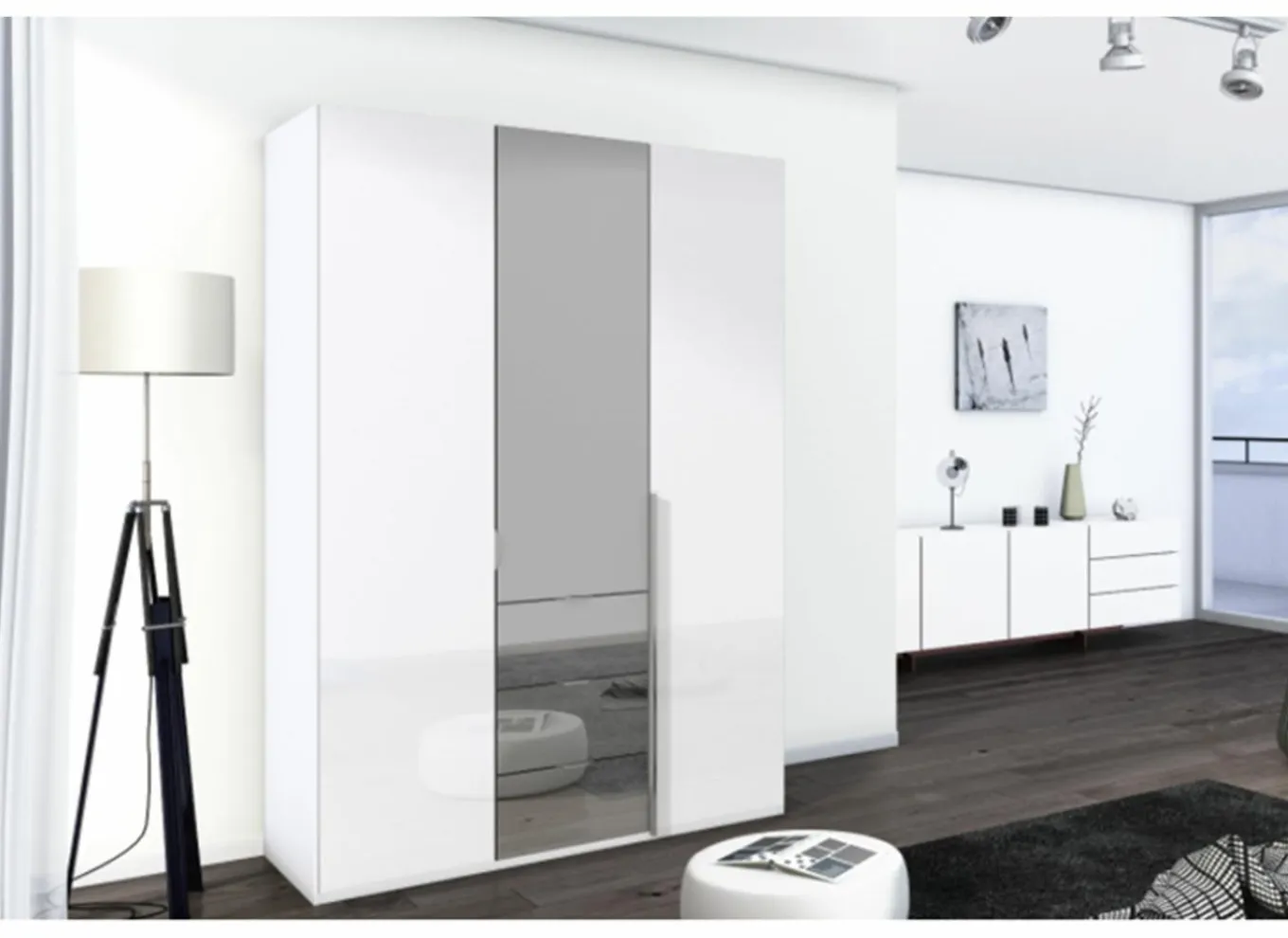 Dressing & Maatwerk|Draaideurkast|Kleerkast Select 151cm - decor - wit