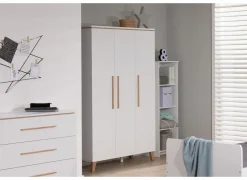 Draaideurkast|Draaideurkast|Kleerkast Vito Mira 131cm - melamine - wit/eik