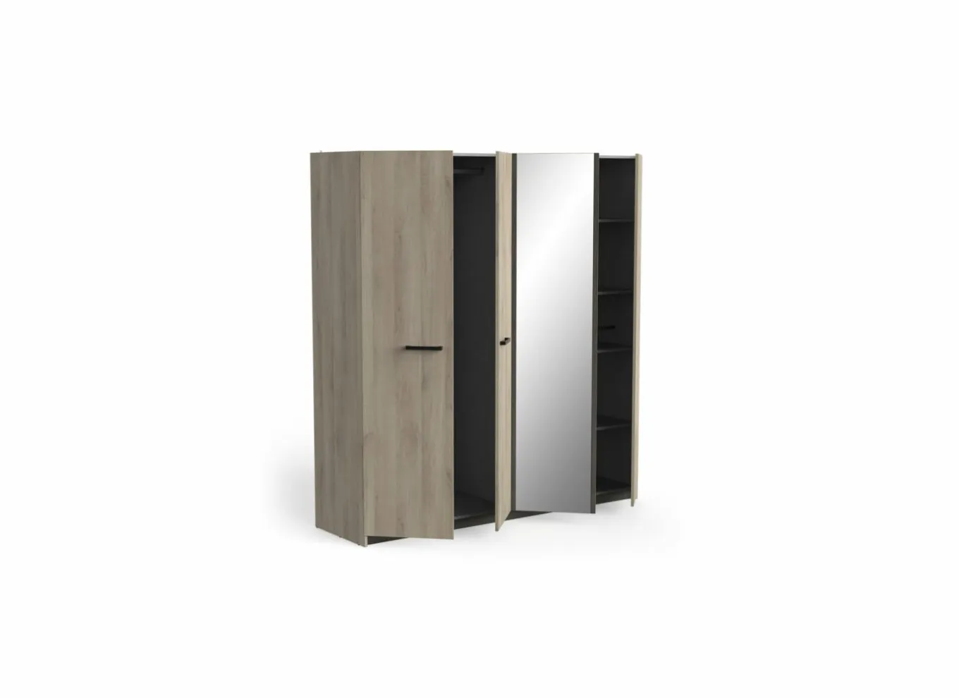 Draaideurkast|Draaideurkast|Kleerkast Watson 178cm - decor - kronberg eik & waterford eik