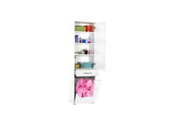 Kolomkast Rakiura 52x187x38cm - melamine - high gloss wit- Badkamerkasten