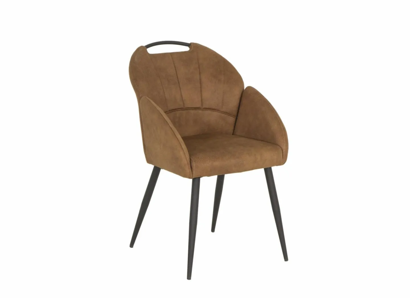 Kuipstoel ST2005 55x60x87,5cm - stof - cognac- Eetkamerstoelen