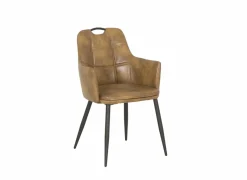 Eetkamerstoelen|Fauteuils|Kuipstoel 58,5x53x87,5cm - lederlook - cognac