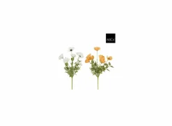 Mica Kunstbloemen|Kunstbloem Klaproos H53cm - polyester - wit/perzik