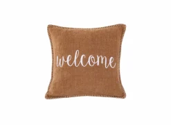 Kussens|Kussen Damian Welcome 45x45cm - stof - indian tan