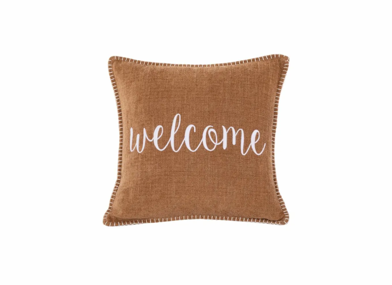 Kussens|Kussen Damian Welcome 45x45cm - stof - indian tan