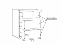 Ladekast Forte 51x40x71cm - decor- grijs- Commode|Commode