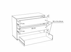 Ladekast Forte 98,7x40x71cm - decor - grijs- Commode|Commode