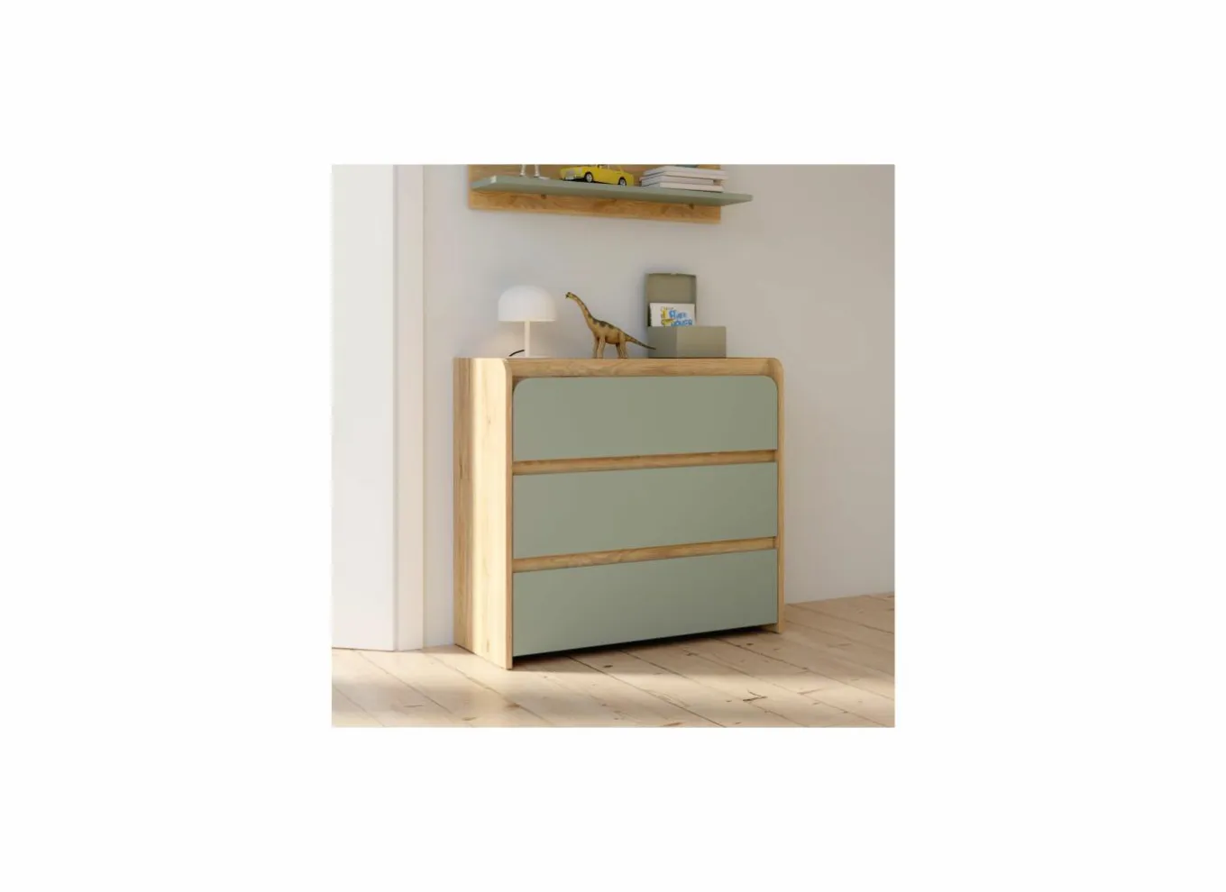 Commode|Commode|Ladekast Hoa 105x41x94cm - decor - mauvella eik & groen