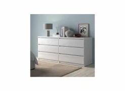 Ladekast Naia 154x50x71cm - melamine - wit hoogglans- Commode|Commode