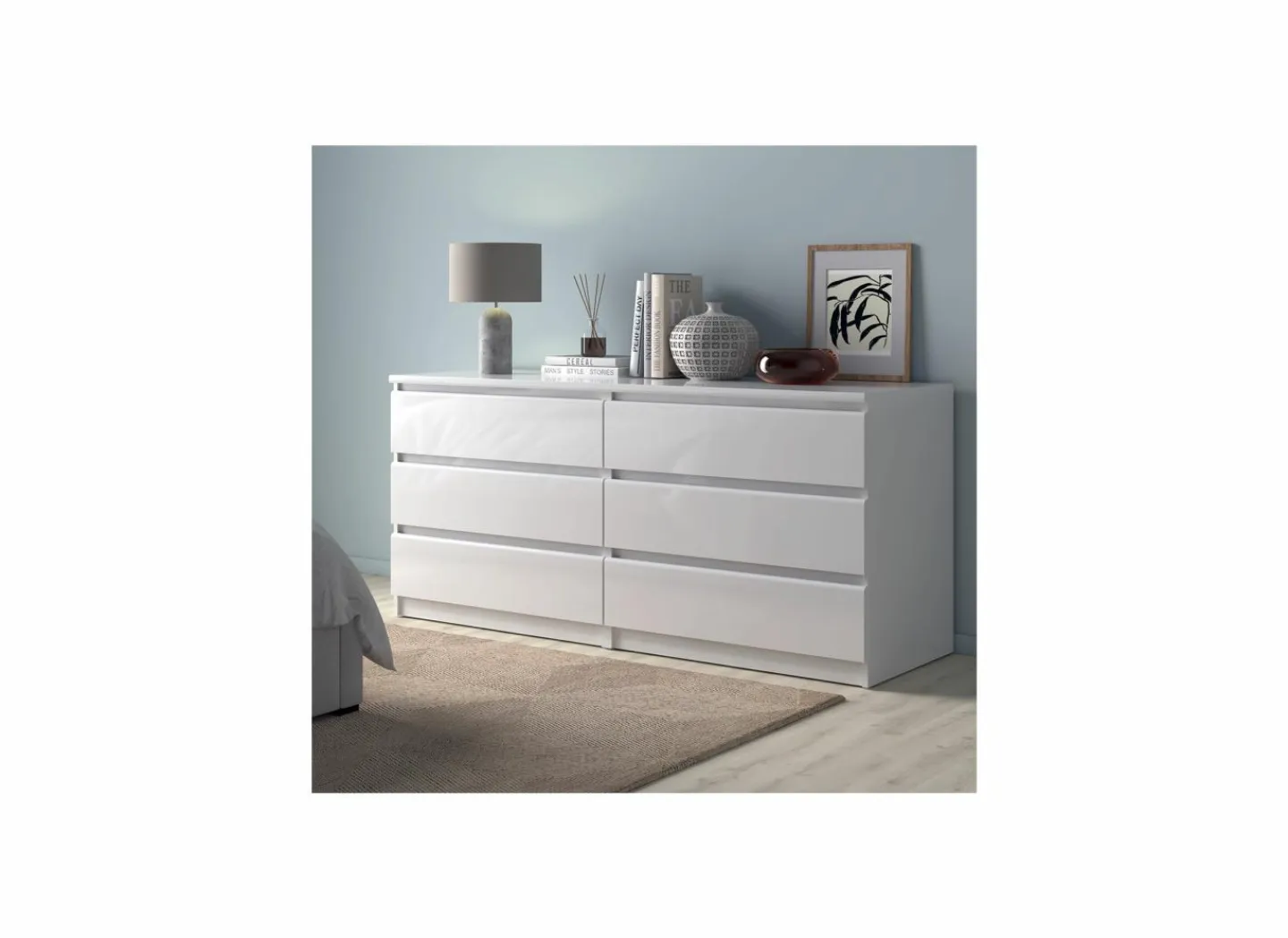 Ladekast Naia 154x50x71cm - melamine - wit hoogglans- Commode|Commode