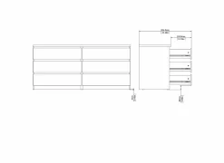 Ladekast Naia 154x50x71cm - melamine - wit hoogglans- Commode|Commode