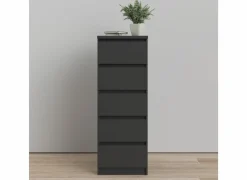 Ladekast Naia 41x50x111cm - melamine - mat zwart- Commode|Commode