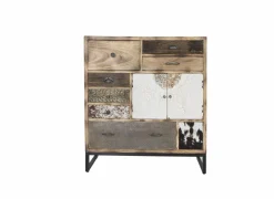 Bijzetkasten|Bijzetkasten|Ladekast Raffles 90x40x100cm - mango massief  - bruin & multikleur