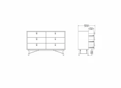 Commode|Commode|Ladekast Ry 151x41x95cm - decor - mat zwart/okkernoot