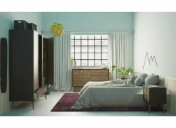 Commode|Commode|Ladekast Ry 151x41x95cm - decor - mat zwart/okkernoot