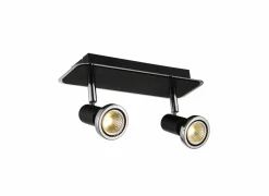 Opbouwspots|Opbouwspots|LED spot met 2 spots 5W GU10 chroom zwart