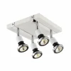 LED spot met 4 spots 5W GU10 chroom wit- Opbouwspots|Opbouwspots