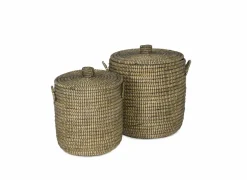 Linnenmand Yasuke Ø45x50/Ø40x45cm set van 2 naturel- Linnenmanden|Linnenmanden