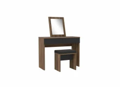 Make-up tafel Dolce met spiegel 100x42x132cm - decor - mud oak & black oak- Make-Up Tafels