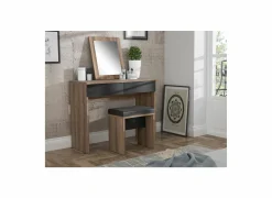 Make-up tafel Dolce met spiegel 100x42x132cm - decor - mud oak & black oak- Make-Up Tafels