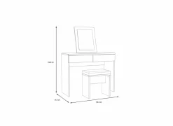 Make-up tafel Dolce met spiegel 100x42x132cm - decor - mud oak & black oak- Make-Up Tafels