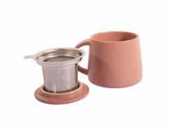 Mok 30cl - stoneware & RVS - roze- Koffietassen|Koffietassen