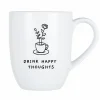 Cosy & Trendy Mok Cosy Drink happy thoughts 53cl - porselein - wit- Koffietassen|Koffietassen