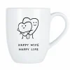 Cosy & Trendy Koffietassen|Koffietassen|Mok Cosy Happy wife, happy life 53cl - porselein - wit