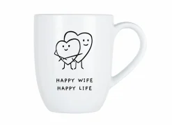 Cosy & Trendy Koffietassen|Koffietassen|Mok Cosy Happy wife, happy life 53cl - porselein - wit