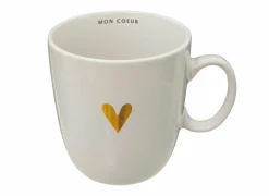 Koffietassen|Koffietassen|Mok Floral Hart 30cl - stoneware - wit & goud