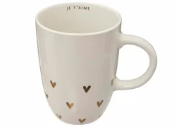 Koffietassen|Koffietassen|Mok Floral Hart 44cl - stoneware - wit & goud