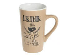 Mok Hot drink 50cl Ø9,1x15cm - porselein - zwart & beige- Koffietassen|Koffietassen